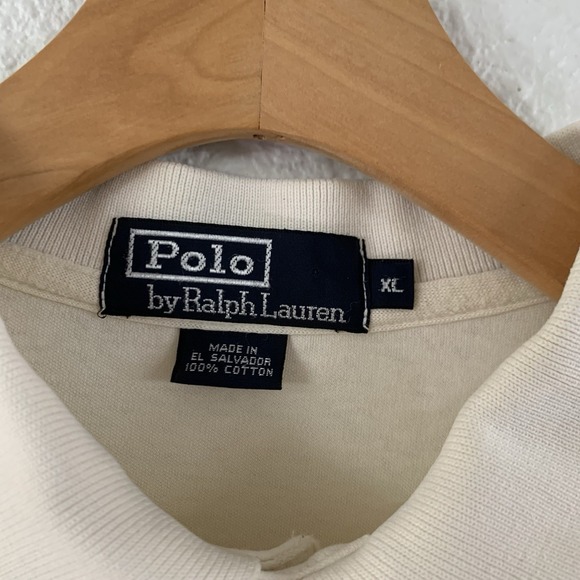 Polo Ralph Lauren Mens XL Cream Short‎ Sleeve Classic Fit Polo Shirt Pony - Picture 4 of 7